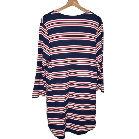 New Women’s La Blanca Sailor Stripe Lace Up V-Neck Tunic Size M - Picture 8 of 11